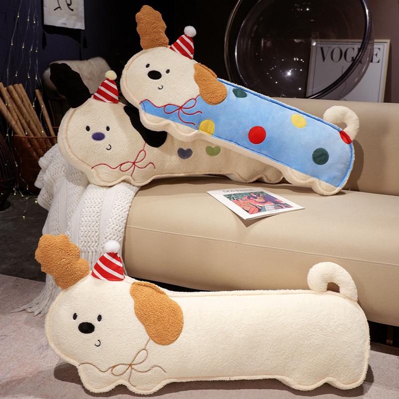 Kawaii Cartoon Soft Down Cotton Dog Plush Pillow Doll Stuffed Pet Doll Baby Long Sleep Pillow Accompany Gift for Girlfriend