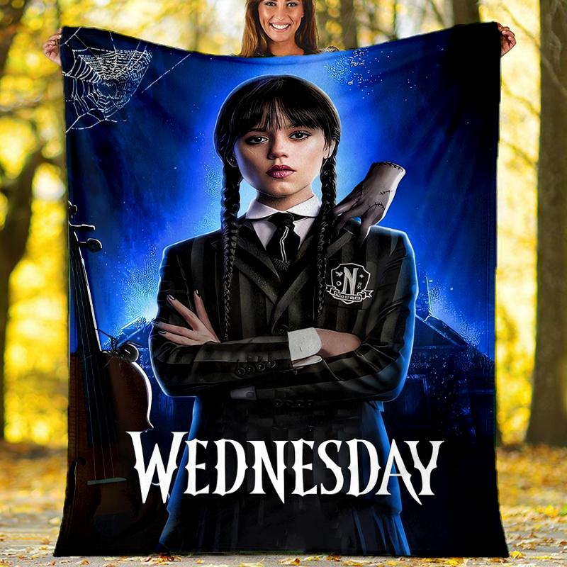 Wednesday Theme Printed Blanket - Perfect for Couch, Bed, Travel & Outdoor Use | Machine Washable, Cozy & Durable.