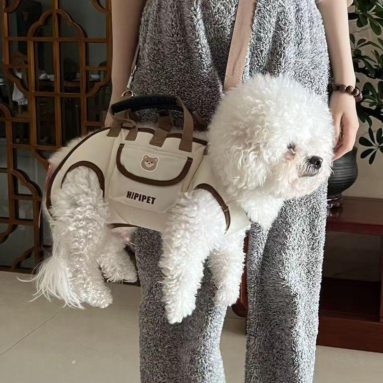 Pet Backpack Dog Go Out Convenient Backpack Hand Bag Traction Rope Breathable Travel Shoulder Bag Multi-functional Backpack