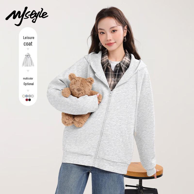 MJ STYLE Women's Loose Fit Hooded Cardigan Sweatshirt