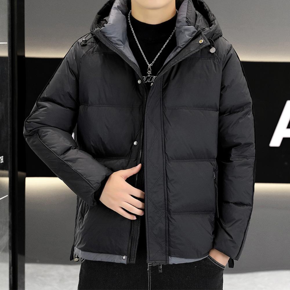 

Мужская пуховая куртка с капюшоном мужская осенне-зимняя новая модная красивая утолщенная на белом утином пуху теплая повседневная молодежная куртка M
