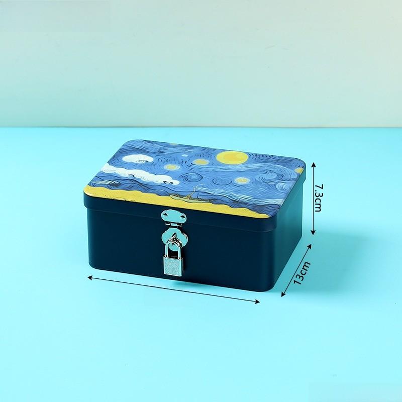 Cartoon Iron Pattern Box For Desk Drawer And Home Office Decoration Storage