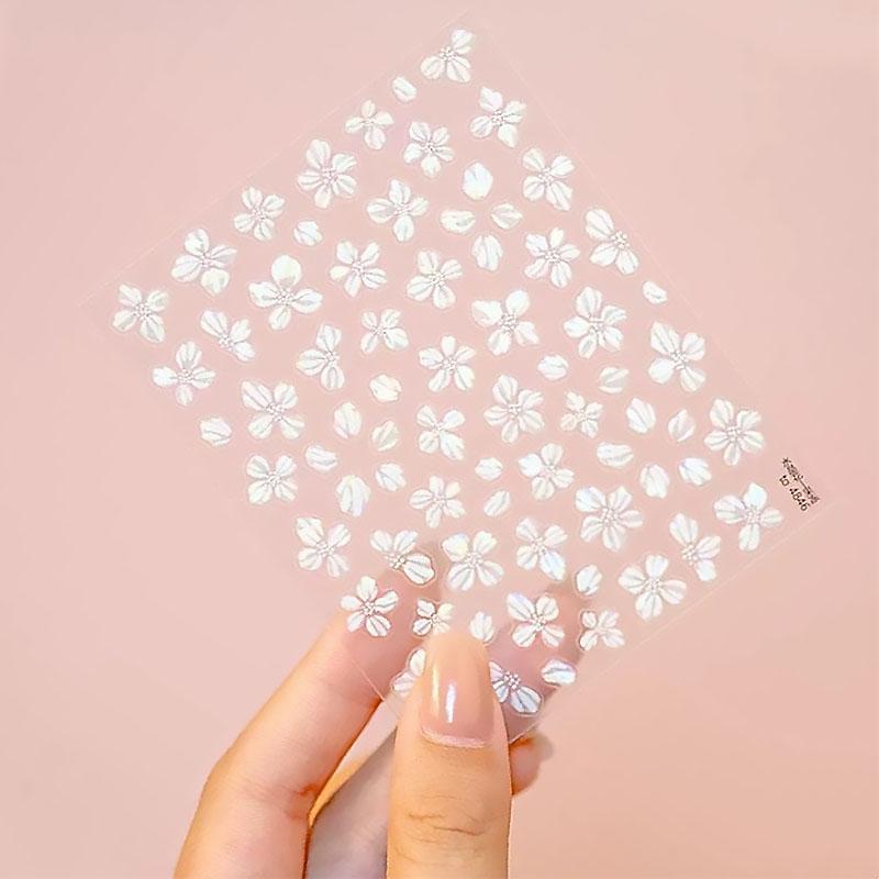 New Hipster Pure White Flowers Rose Spring Lily Camellia Daisy Jelly Cherry Blossom Nail Art Stickers Manicure Decals ZJT11