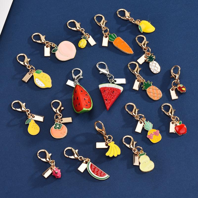 Exquisite High-End Fruit Vegetable Series Keychains For Women Bag Pendant Charm Car Keyring Jewelry Gift Decoration Accessories