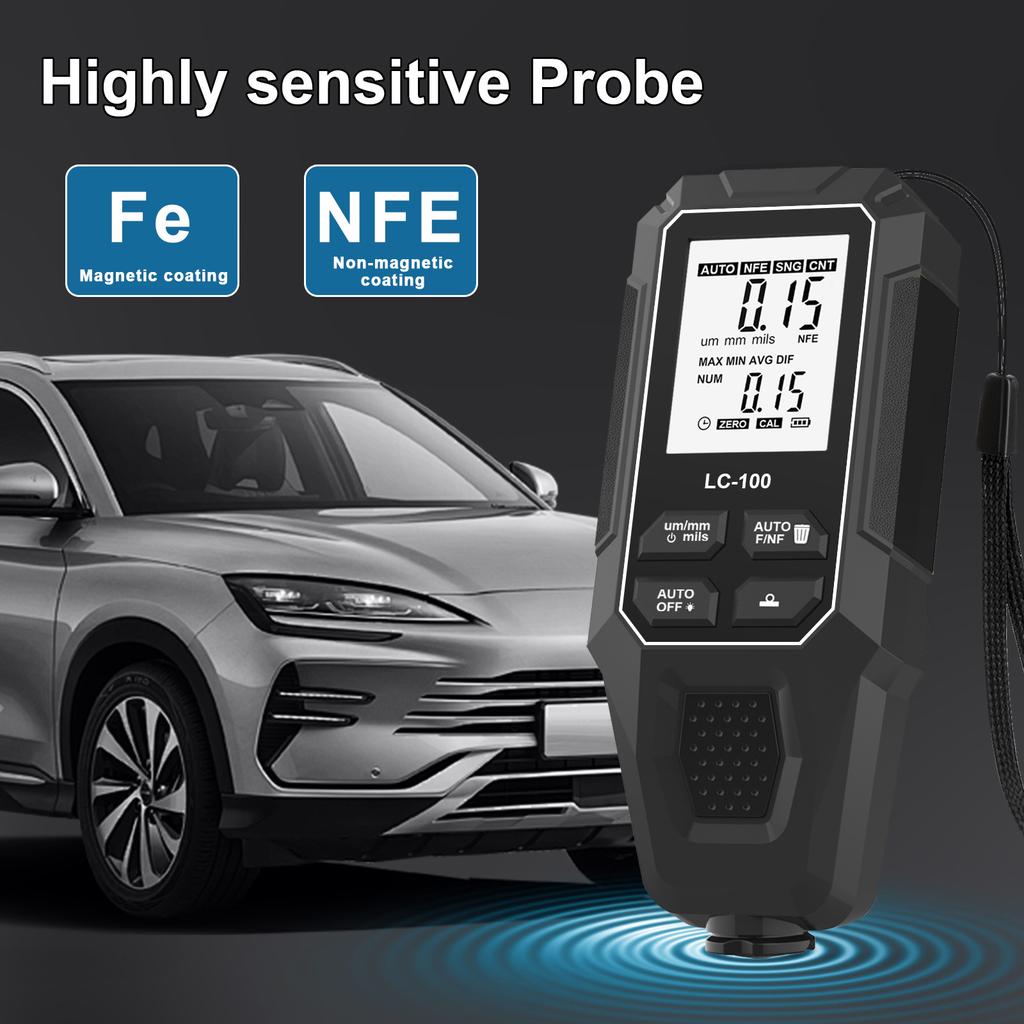 Car Coating Thickness Meter with Large LCD Screen for Accurate Data Reading and Builtin Data Storage Function