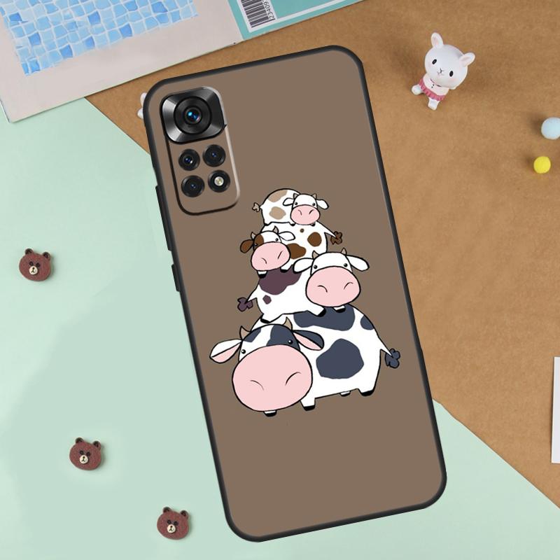 Animal Cute Cartoon Cow Case For Xiaomi Redmi Note 14 13 12 9 10 11 Pro 10S 11S 12S Cover For Redmi 13C 10C 12C 14C