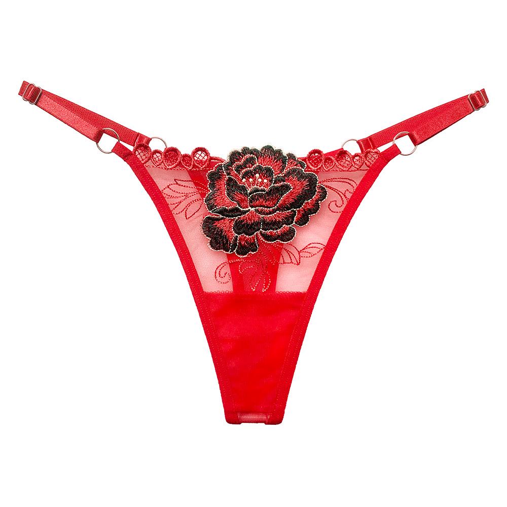 Mature Style Women's Breathable Mesh Low-Rise Adjustable Thong