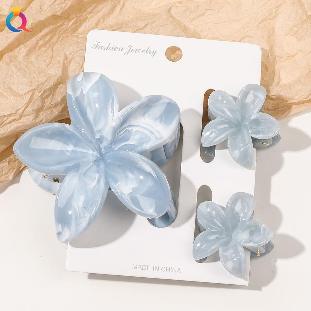 2 Pcs Hawaiian Flower Claw Clips for Women,Marble Vein Flower Hair Claw Clips for Thin Hair,Cute Beach Hair Accessories