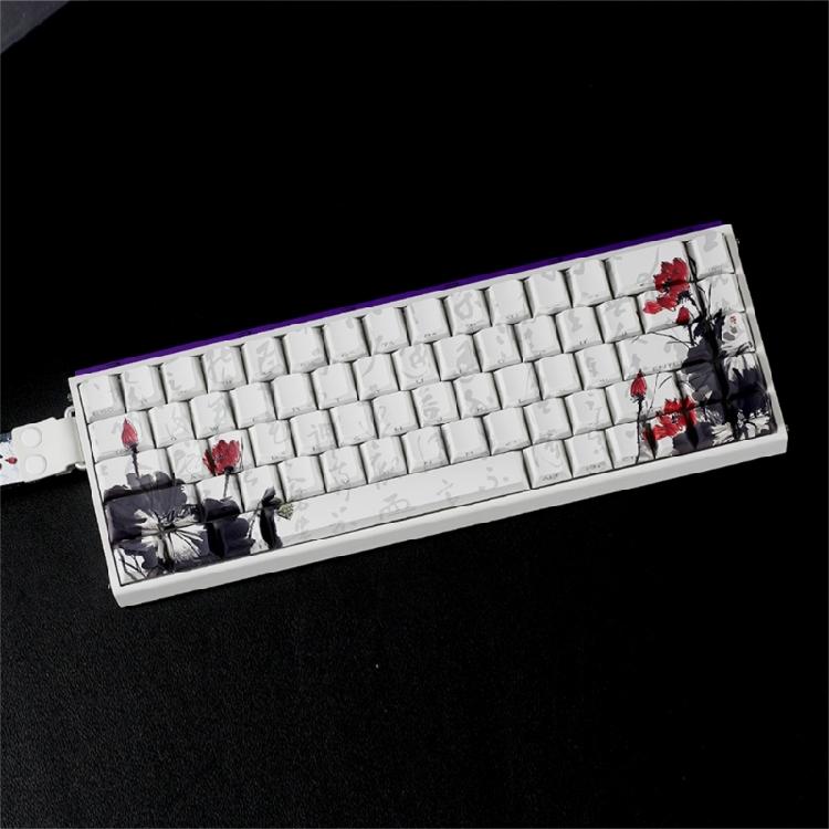 Professional PBT Keycaps MXes 60/68Keys Dyes Sublimated Plums Flower Pattern Ergonomic OEM Profile Computer Access