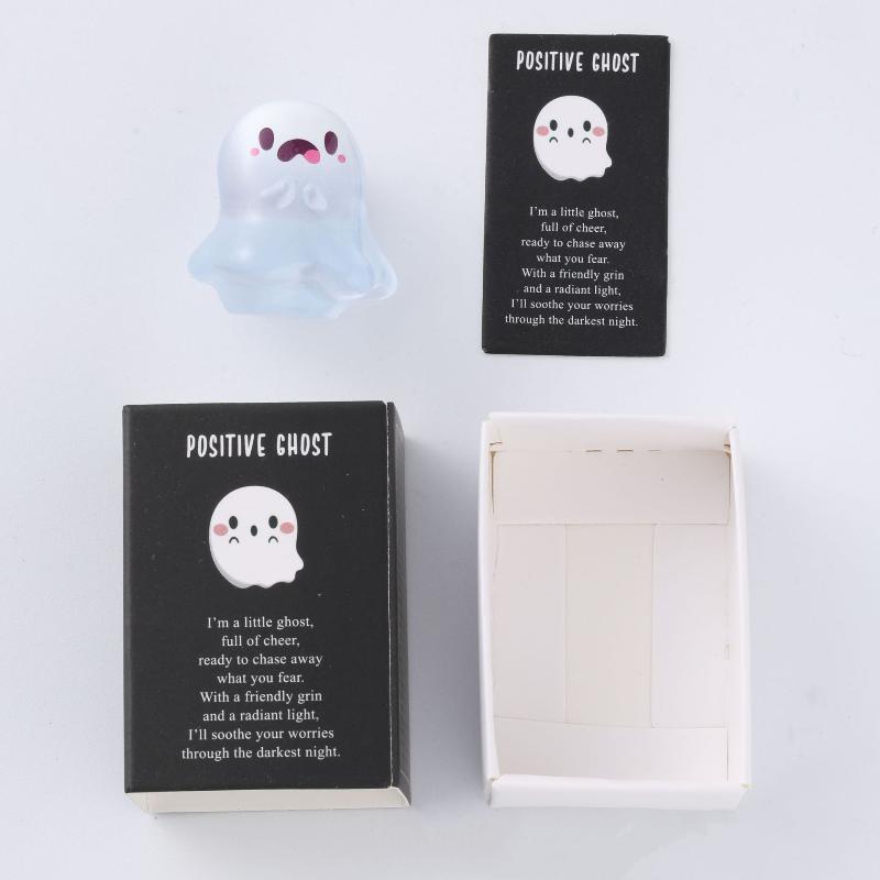 Halloween Luminous Mini Resin Ghost Figurines With Box Cute Halloween Party Favors Cartoon Glow In Dark Resin Desktop Ornament