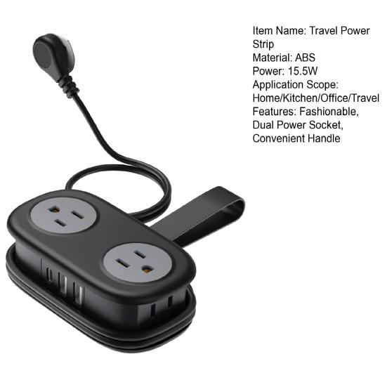 Reise-Steckdosenleiste mit USB-Anschlüssen 1,25 m Verlängerungskabel und Tragegriff Stromversorgung mehrerer elektronischer Geräte Steckdose Kompakte Steckdose für Heim- und Bürogebrauch