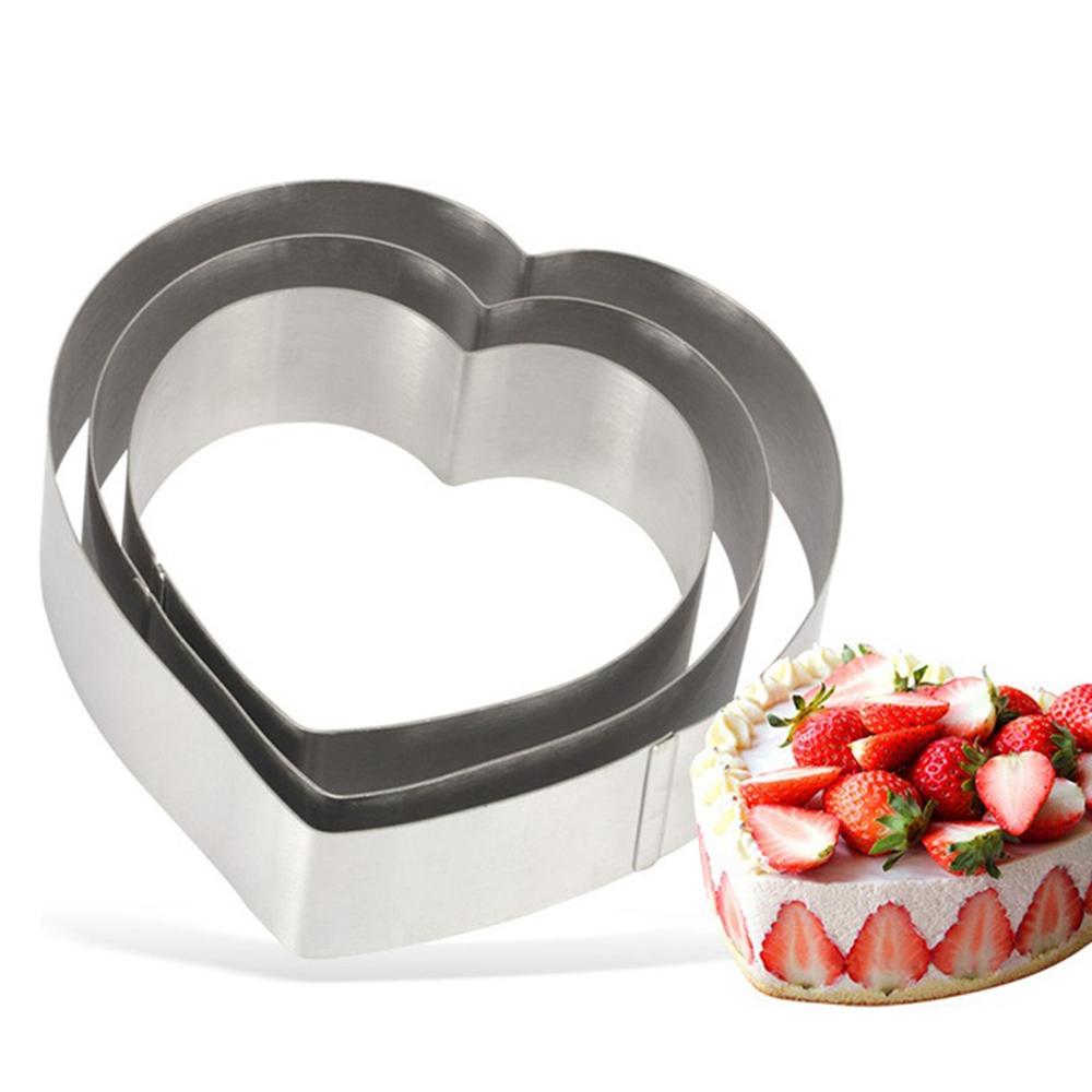 

Steel Heart Shaped Baking Tool Bakeware Cutter Cake Ring Set Tart Ring Pancake Mold Heart Cake Mold 3pcs/set