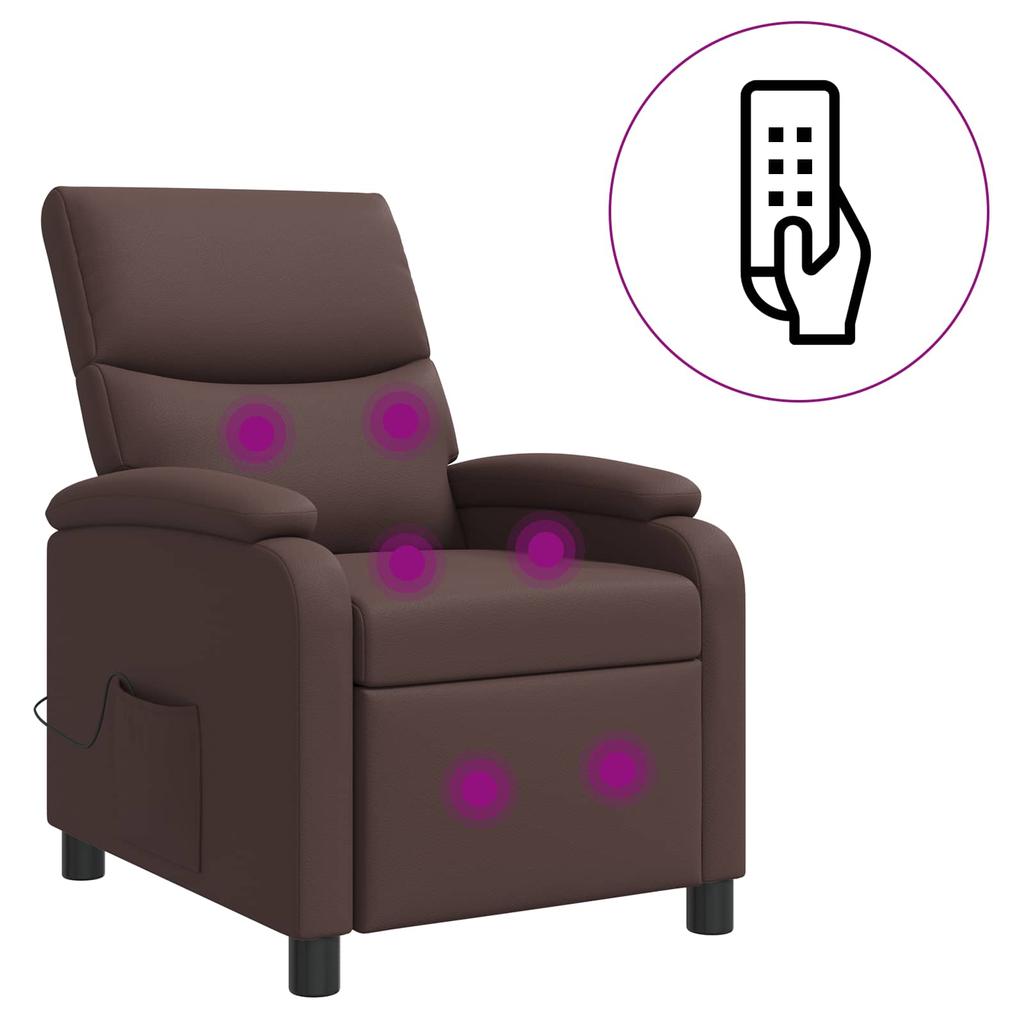 Massage Recliner Brown Faux Leather