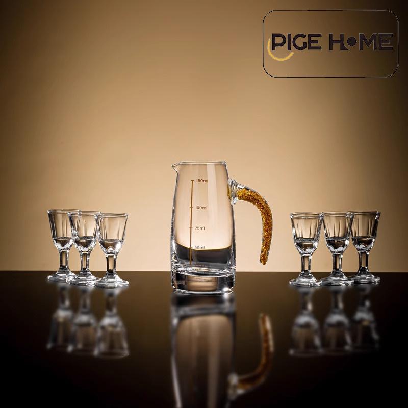 PIGE HOME 1/5pcs Luxury Vodka Glass Gold Foil Wine Glass Glass Gilt Edged Cup 100/150ml Wine Distribution Pot Gift Wine Set
