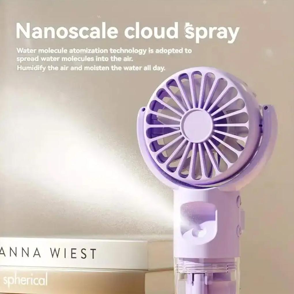 Portable Rechargeable Humidifier Fan 4-gear Wind Speed Regulation Beauty Moisturizing Mini Handheld