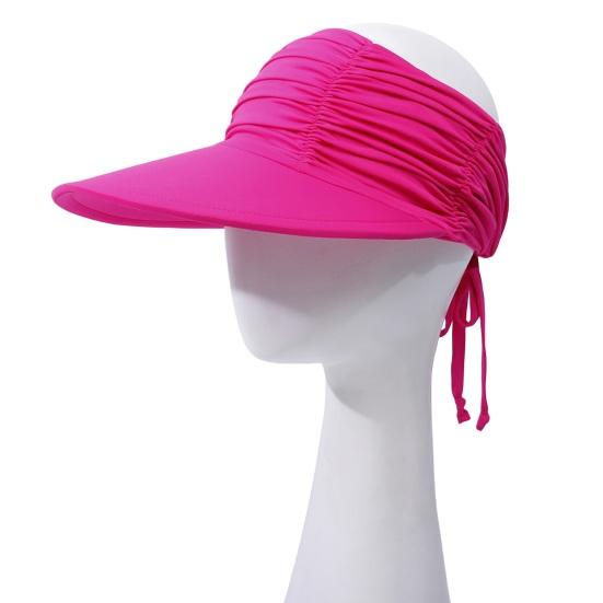 Sun Hat Wide Brim UV Protection Ponytail Hat Pleated Design Elastic Fit Empty Top Hat Summer Beach Travel Outdoor Sports Hat