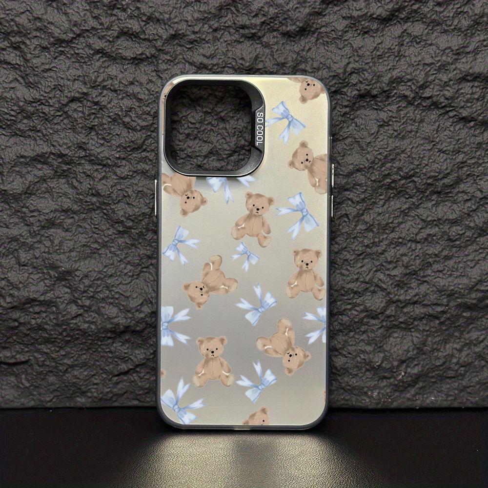 Teddy Cute bear cartoon pattern Phone Case Magnetic IMD Colorful Silver case for iPhone 17 16 15 14 13 12 Pro Max