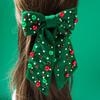 Single Item Fashionable Women's Rhinestone Pearl Party Spring Clip, Christmas Bow Hairpin Hair Essentials