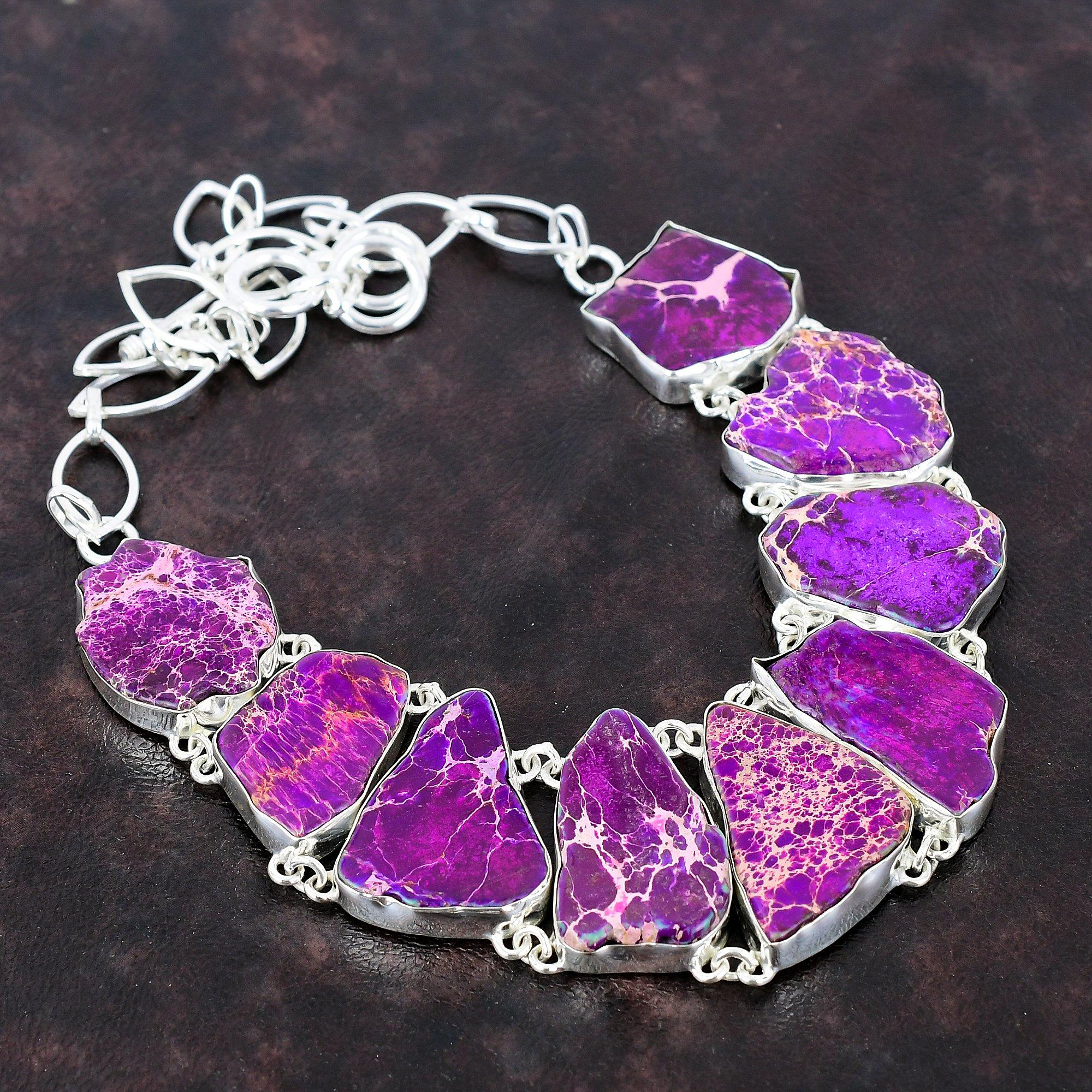 

Ожерелье из яшмы с фиолетовым морским осадком, ювелирные изделия из драгоценных камней, ожерелье ручной работы, ожерелье из стерлингового серебра 925 пробы, регулируемая цепочка, ожерелье, подарок для женщин Adjustable