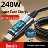 240W Super Fast Charging Car Charger Cable for Apple, Huawei, Xiaomi - Smart Digital Display, USB Type-C