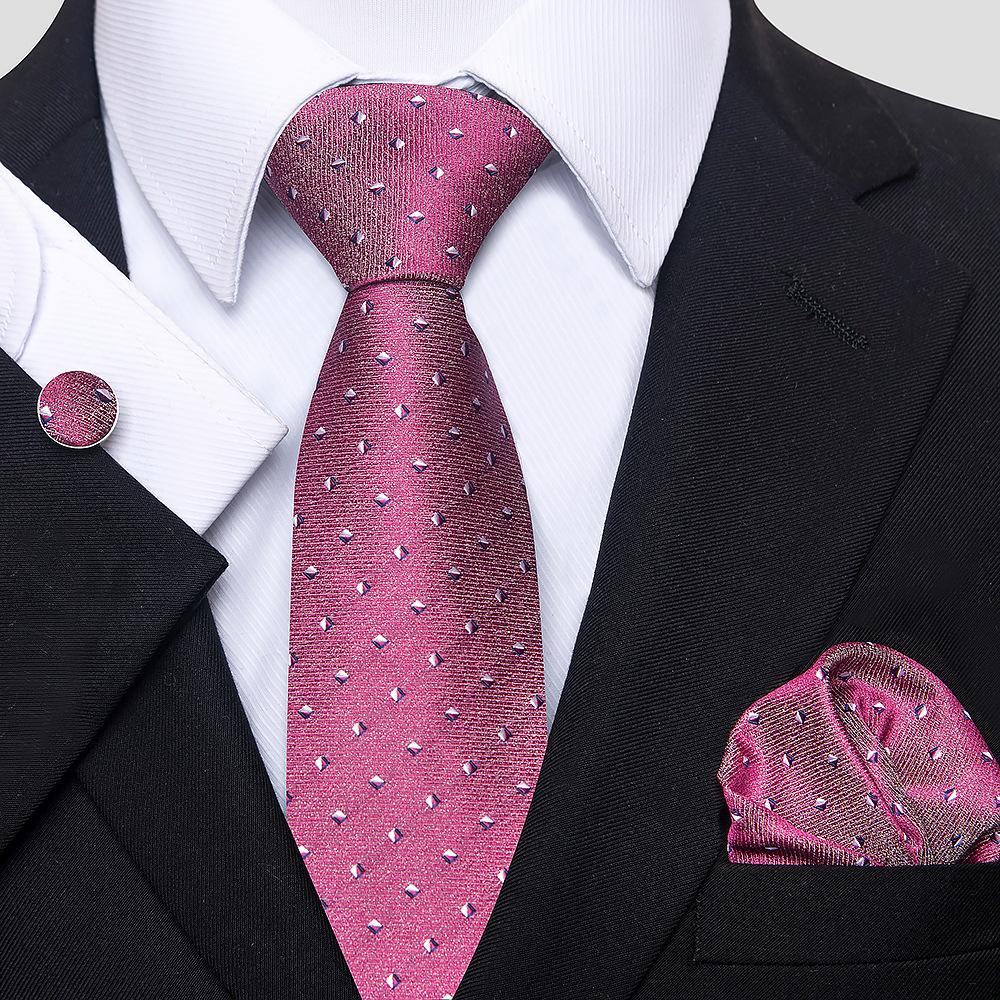 Korean Version Of Casual Floral Tie Men'S Jacquard Polyester Silk Pocket Towel Cufflink Tie Set