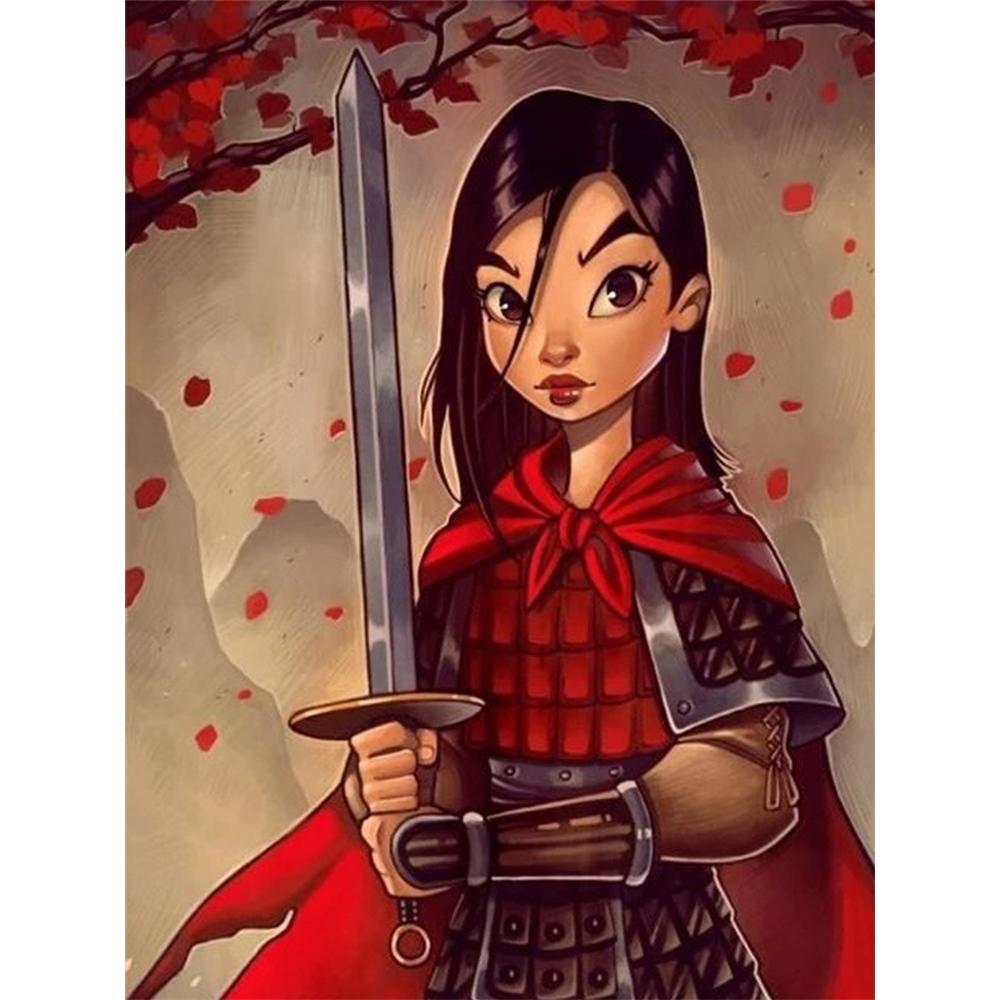 

Disney Diamond Painting Mulan themed Art Painting Illustration Cartoon 5D Diamond Cross stitch Mosaic Home Decoration Gift Round 20x30cm