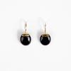 Niche Personality Unique Simple Fashion Brass Plated 18K Real Gold Inlaid Black Agate White Fritillary Pendant Earrings Women
