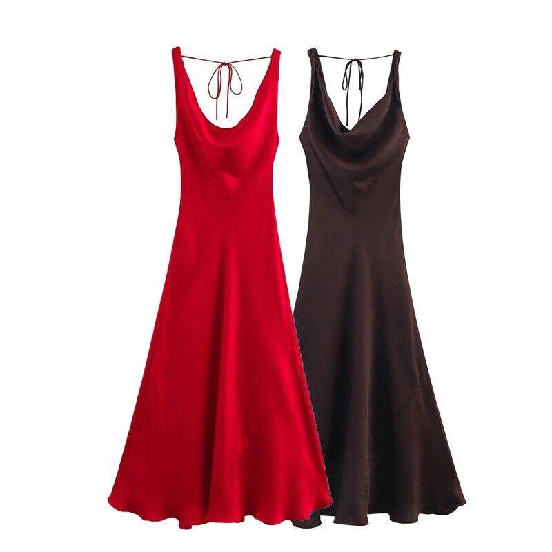 Sexy Women Dress Summer Slvessless Backless Red Green Dress Summer