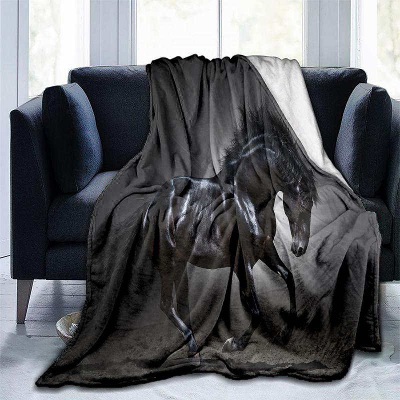 Horse Dark Blanket Suitable All Seasons Soft Comfortable Sofa Office Nap Travel Birthday Gift Christmas Present