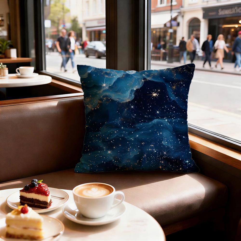 Starry Nebula Texture Cushion Cover Set of Decorative Short Plush Pillow Covers for Sofa Soft Cushion Case X Cm