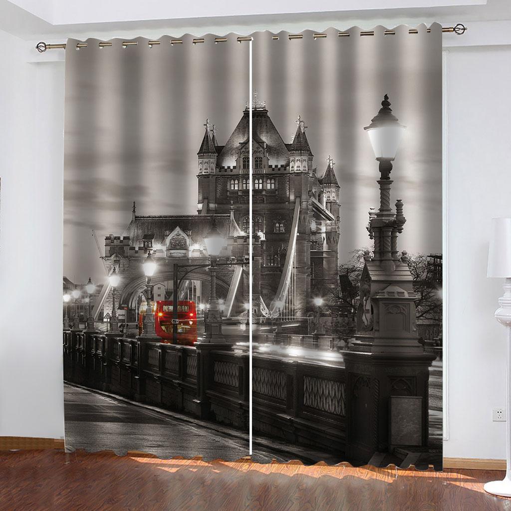 Design olejomalby Paříže Eiffelova věž v ulicích Tenké okenní závěsy pro dekor obývacího pokoje a ložnice v prodeji 2 kusy