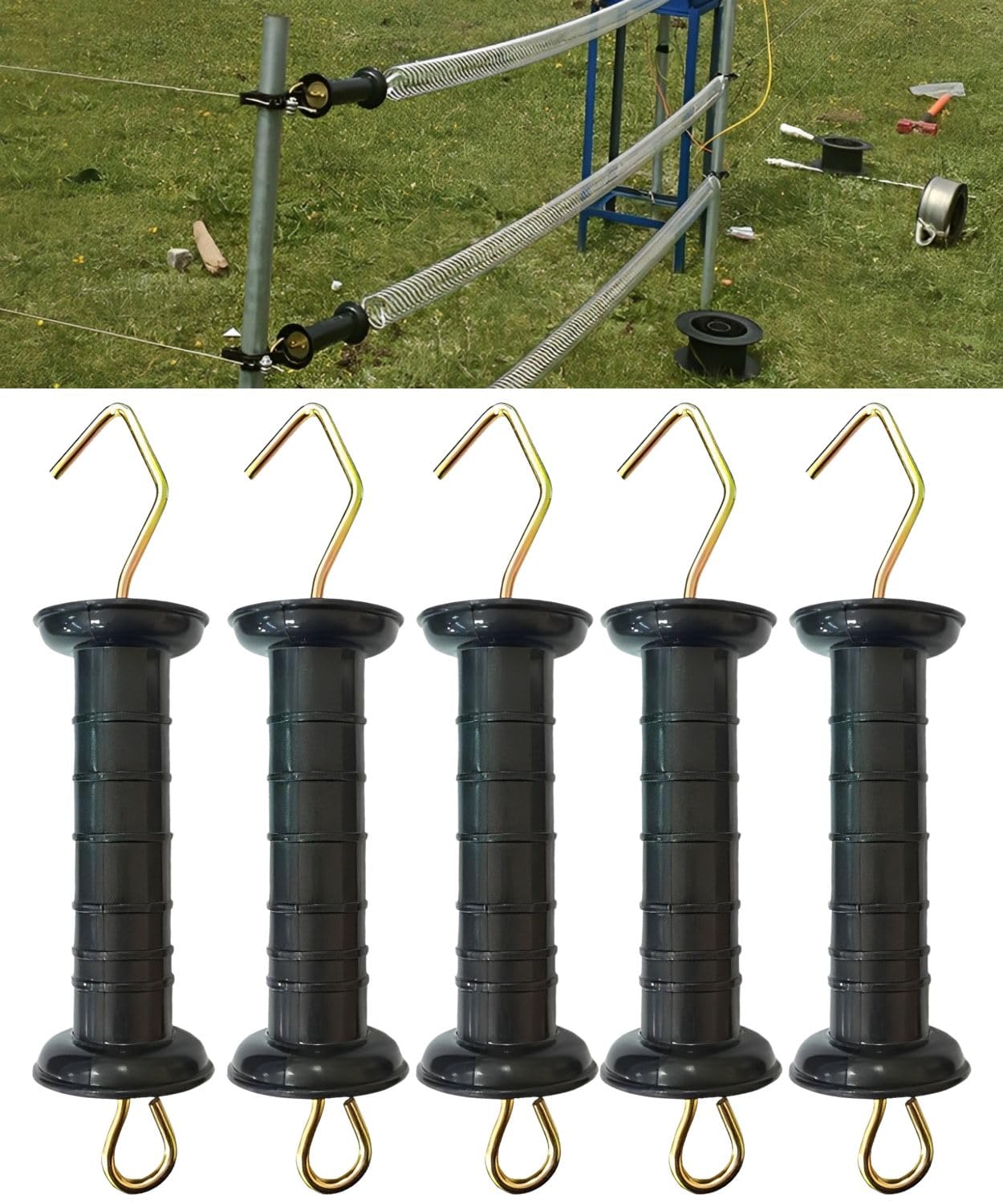 Leap Raupe Electric Fence Gate Clips, Electric Fence Gate Grip Handles, Gate Handle C, Electric Fence Grips, 27cm, 5-Piece Set, Black
