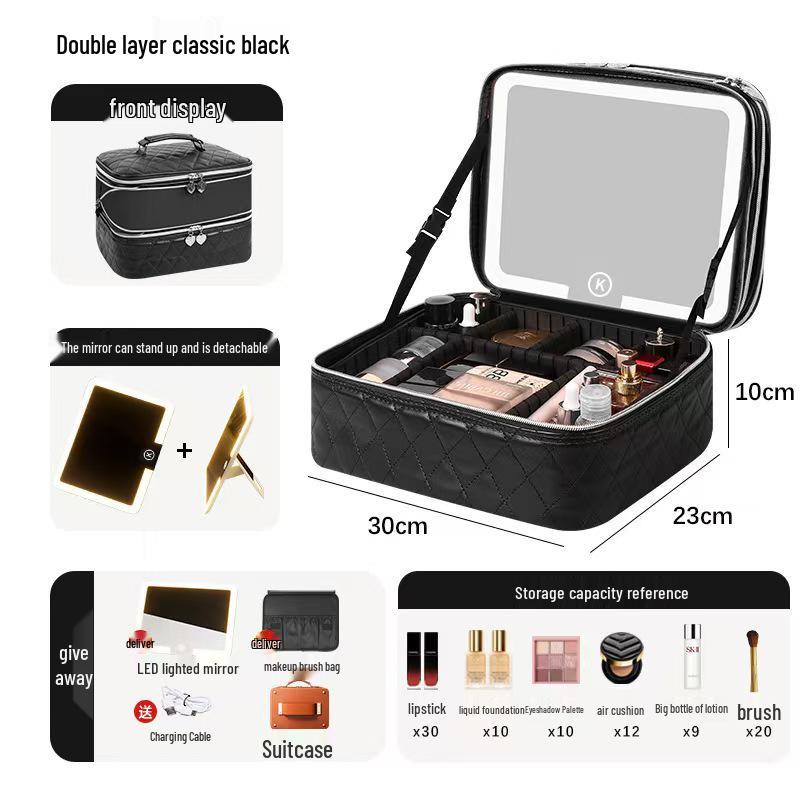 2025 High-Capacity LED Makeup Case: Portable Travel Bag with Mirror & Light