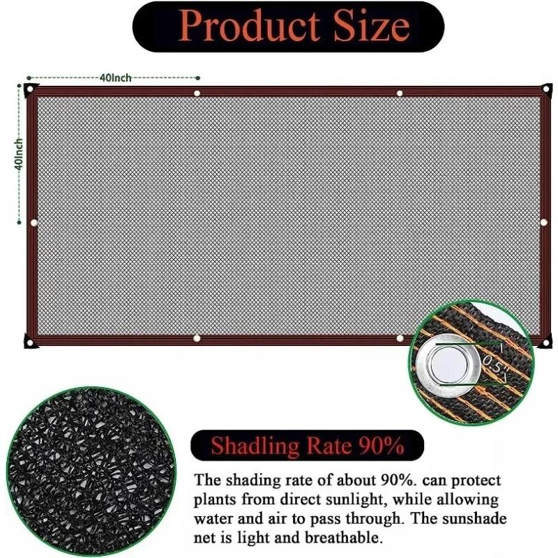 2x2m 2x4m Black Sun Shade Net Fabric, UV Protection Pergola Awning Cover With Grommets Edge, Garden Patio Greenhouse Plant Sun Protection Shade Cloth