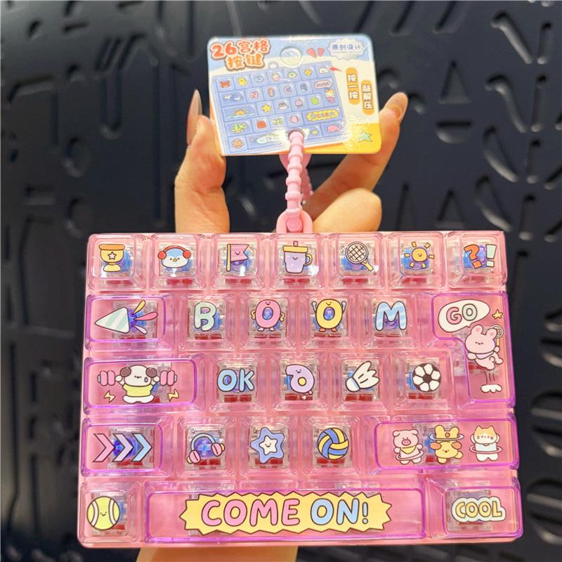 Cartoon 26-Keycap Keychain Toys 26-Key Keyboard Clicker Keychain Stress Releasing Toys Bag Charm Keyboard Keychain