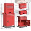 Three-Part Steel Locking Tool Chest - Red