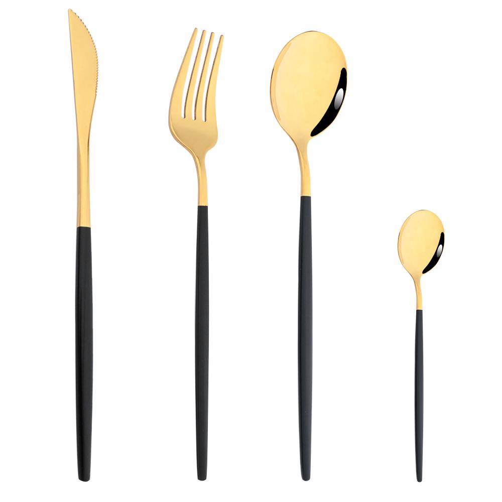 Drmfiy Pink Silver Stainless Steel Dinnerware Set Fork Knife Soup Ice Spoon Cutlery Set Western Flatware Kitchen Silverware Set
