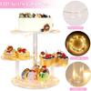 4 Tier Round Acrylic Cake Stand Cupcake Stand Tower Holder with LED Light Dessert Pastry Display Stand for Birthday Wedding Graduation Party Baby