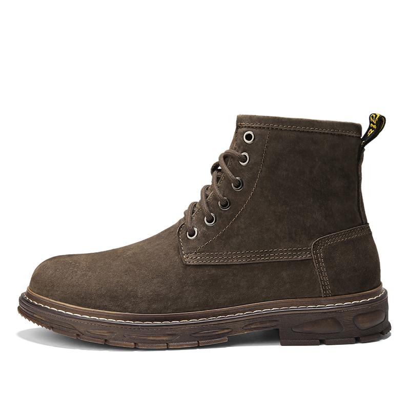 Italská móda Kůže Hovězí semiš Pánské boty Nejnovější Kulatá špička Šněrovací Nástrojové Pánské Platformové Kotníkové boty Outdoorová Luxusní Pánská obuv