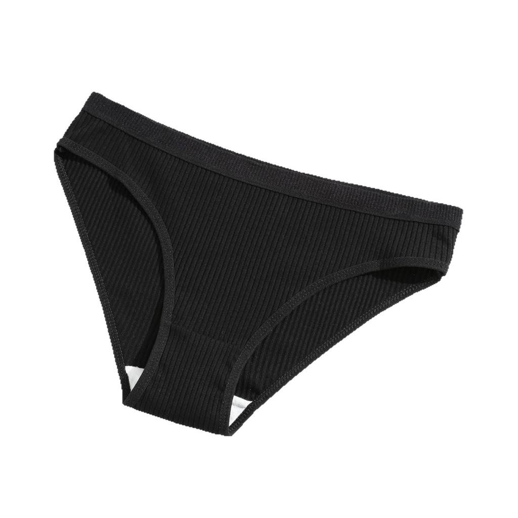 Pure Cotton Threaded Women'S Briefs, Solid Color Low Waist Comfortable And Breathable Double-Layer Girls' Underwear, Sold Individually