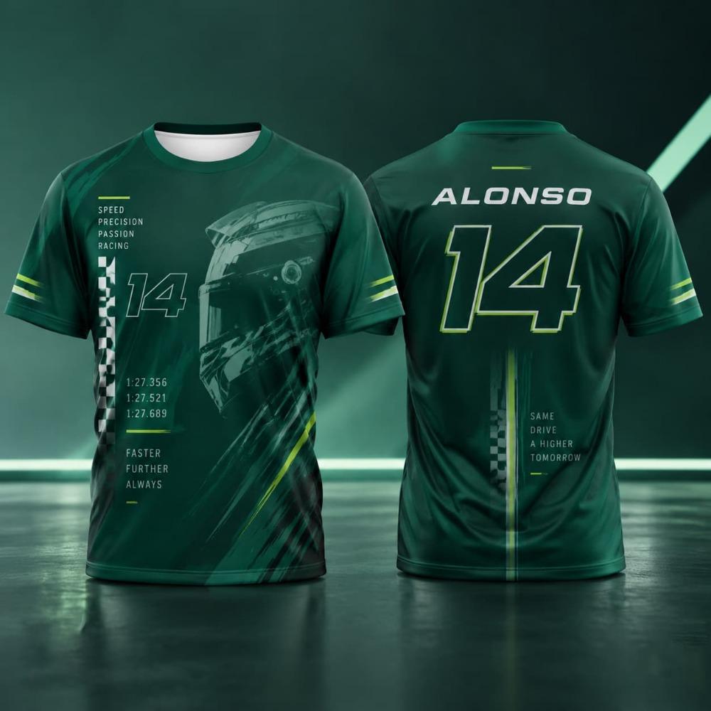 Alonso 14 Men's T Shirt Summer Racing Style Graphic Tee Speed Streetwear Casual Wear Unisex Men Women Motorsport Fan Clothing