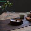 Natural Wood Incense Holder with Brass Insert, Handmade Incense Burner for Sticks & Ash Catcher
