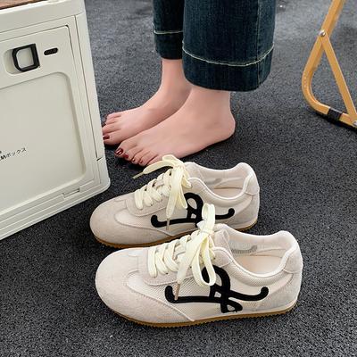 Zapatos Forrest Gump de estilo ballet con combinación de colores retro para mujer, nuevos para 2025, cómodos y transpirables, de suela plana, casuales, deportivos, zapatos de entrenamiento moral