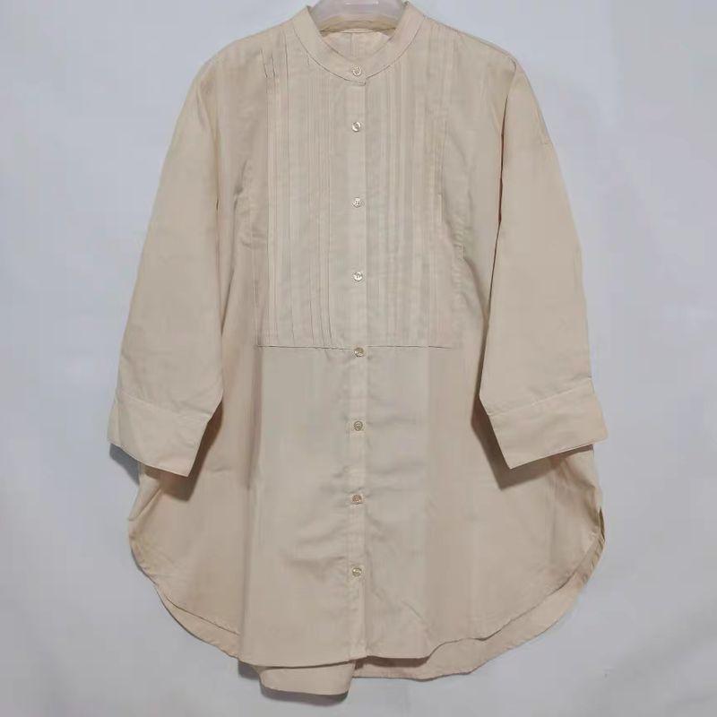 Export Daily Order Export Tail Goods Silk Linen Stand-up Collar 3/4 Sleeve Happy Shirt Female Pure Color Casual Outwear Lazy Spring