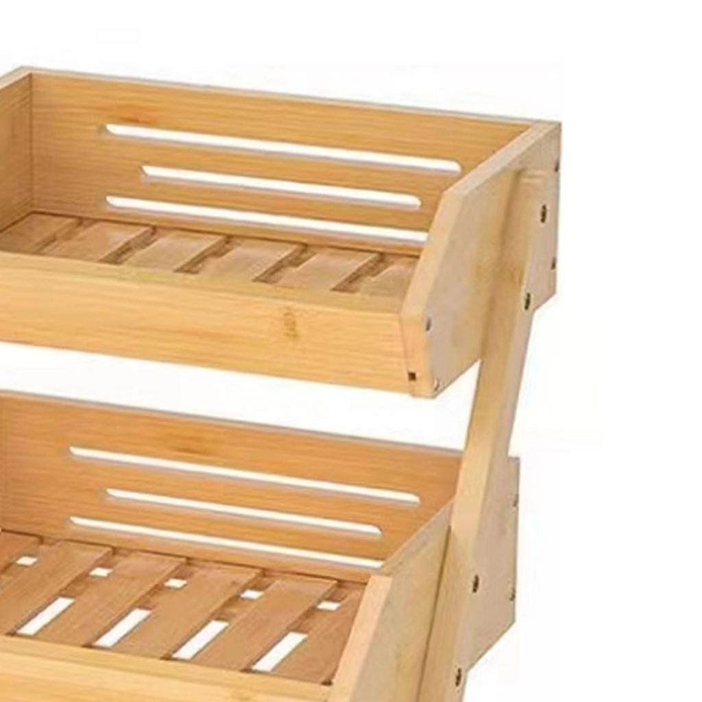 Velký třípatrový bambusový koš na ovoce, třívrstvý stojan na ovoce, zeleninu, svačiny a drobnosti do kuchyně