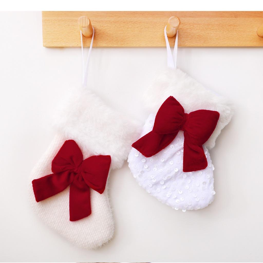 Bow Christmas Stocking Exquisite Holiday Hanging Stocking Fabric Christmas Stocking Premium For Family Holiday Gathering Holiday