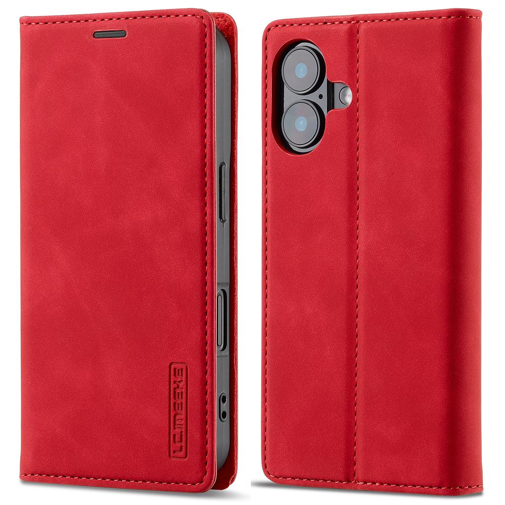 LC.IMEEKE For iPhone 16 Case Wallet Microfiber Leather Phone Cover