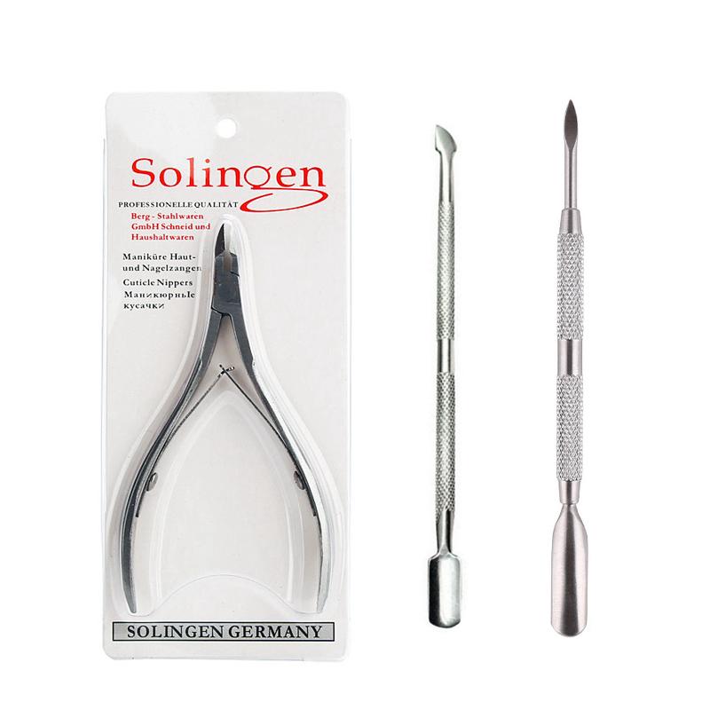 SunelPort Disposable Nail Art Tools 3-Piece Set for Manicure, Stainless Steel Push Scrapers and Clippers
