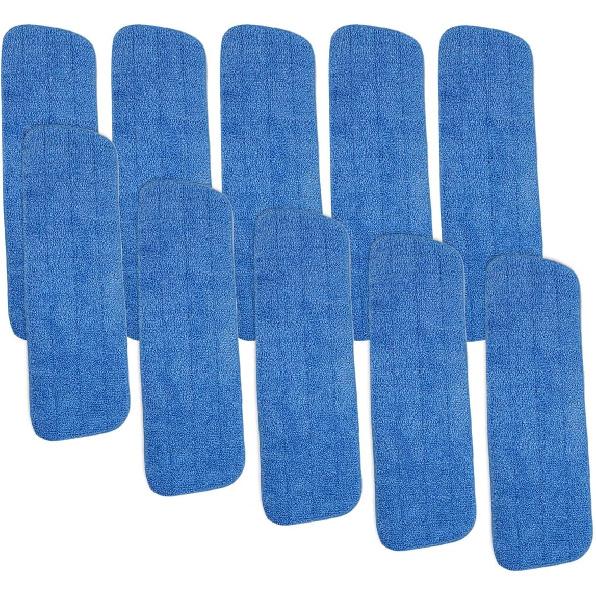 10 Pack Spray Mop Replacement Heads for Wet/Dry Mops, Reusable Microfiber Mop Pads Compatible with Bona Floor Care System - Blue