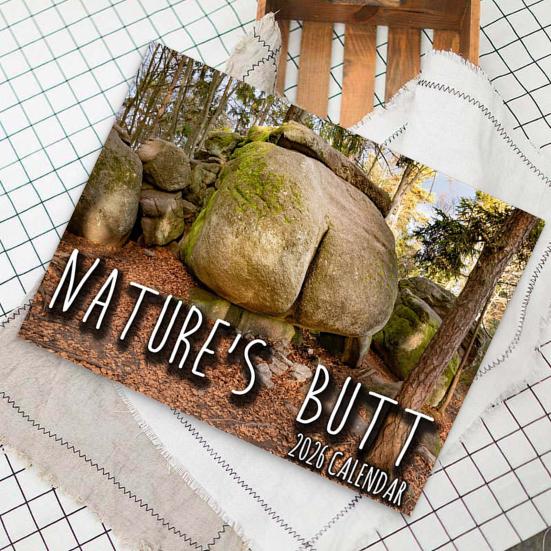 Nature Butts 2026 Calendar Jan. 2026 - Dec. 2026 Wall Hanging Calendar Funny 12 Monthly Planner White Elephant Gag Gifts for Family Friends